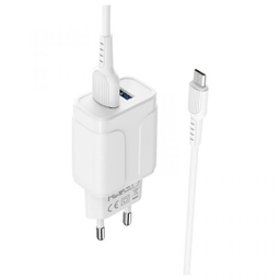 شارژر دیواری بروفون مدل BA37A به همراه کابل تبدیل MicroUSB