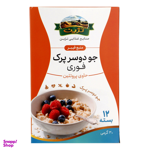 جو دو سر پرک صبحانه فوری تژین وزن 30 گرم بسته 12 عددی