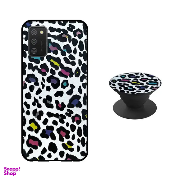 کاور دکین مدل Rikki طرح Leopard - C مناسب برای گوشی موبایل سامسونگ Galaxy A02s به همراه پایه نگهدارنده