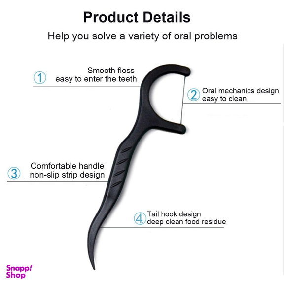 نخ دندان کانفیدنت مدل ذغالی کمانی مجموعه 2 بسته 50 عددی