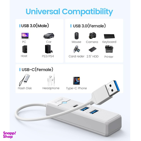 USB هاب 3 پورت USB3.0 اوریکو مدل PWC2U-U3
