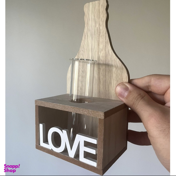 گلدان شیشه ای پایه چوبی مدل Love