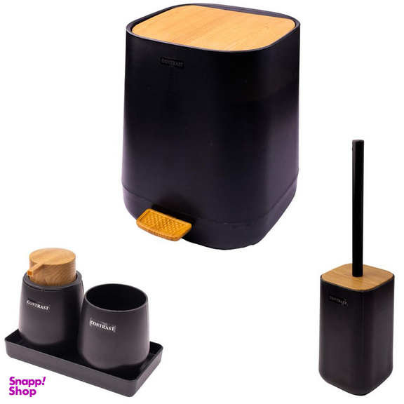 ست سرویس بهداشتی 5 پارچه میامی کنتراست مدل طرح چوب کد RM9910