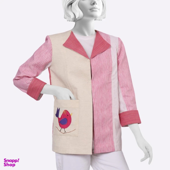 مانتو زنانه گره استایل کد AshiMashi-Coat رنگ صورتی سفید