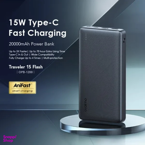 پاوربانک اورایمو مدل Traveler 15 Flash OPB-1200 ظرفیت 20000 میلی‌ آمپر ساعت