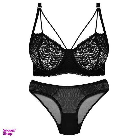 ست شورت و سوتین زنانه کارنا رز مدل فنردار هارنس کد 4873-2034 رنگ مشکی
