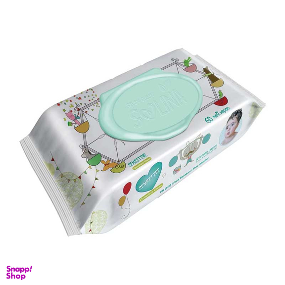 دستمال مرطوب کودک سون کویین مدل Sensetive بسته 60 عددی