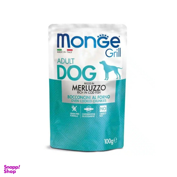 پوچ سگ مونژه طعم ماهی کاد وزن 100 گرم