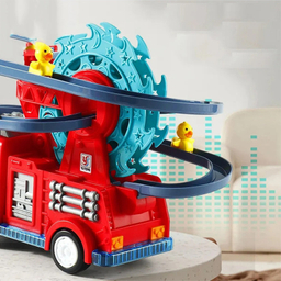 اسباب بازی ناب سل مدل ماشین آتشنشانی متحرک موزیکال به همراه سرسره اردک ها