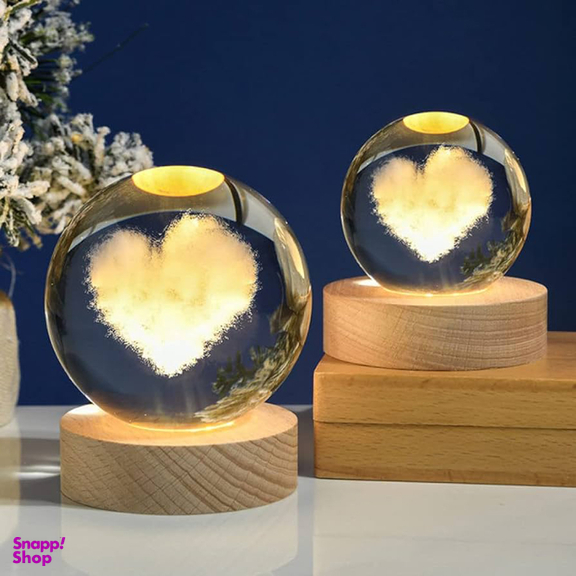 چراغ خواب مدل گوی شیشه ای طرح قلب ابری