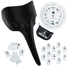 ماسک ایفای نقش مدل ماموت اشرافی رنگ مشکی بسته 12 عددی به همراه 30 عدد کارت بازی