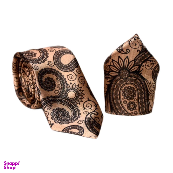 ست کراوات و دستمال جیب مردانه آیکت مدل بته جقه محو