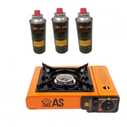 اجاق سفری مدل AS به همراه 3 عدد کپسول گاز هانست