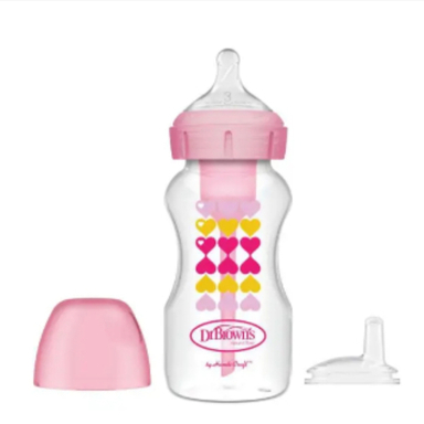 شیشه شیر دكتر براونز مدل option طرح قلب گنجایش 270 ميلی لیتر