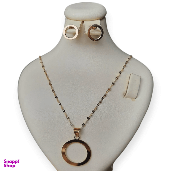 نیم ست طلا ۱۸ عیار زنانه طرح دایره کد 65286