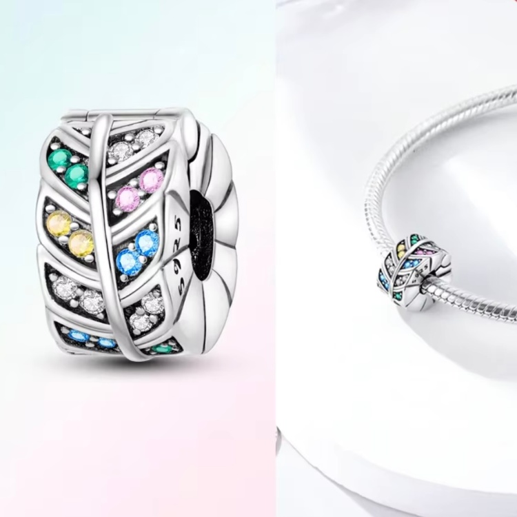 آویز نقره زنانه پاندورا مدل Heart love leaves clip 65277