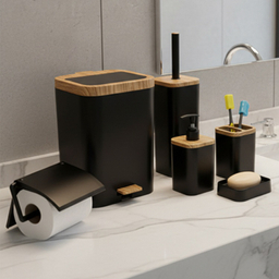 ست سرویس بهداشتی برتر مدل لیدوما طرح چوب مجموعه ۶ عددی