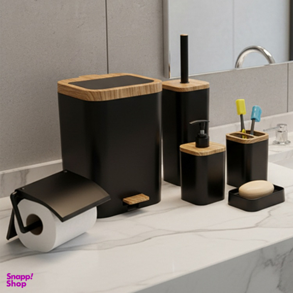 ست سرویس بهداشتی برتر مدل لیدوما طرح چوب مجموعه ۶ عددی