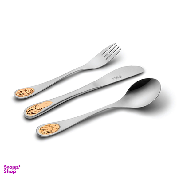 سرویس قاشق و چنگال 4 پارچه ناب استیل مدل کودک طلایی