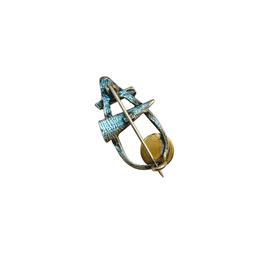 گل سینه نقره 925 عیار زنانه طرح بیضی و دایره کد 45012 GLSN