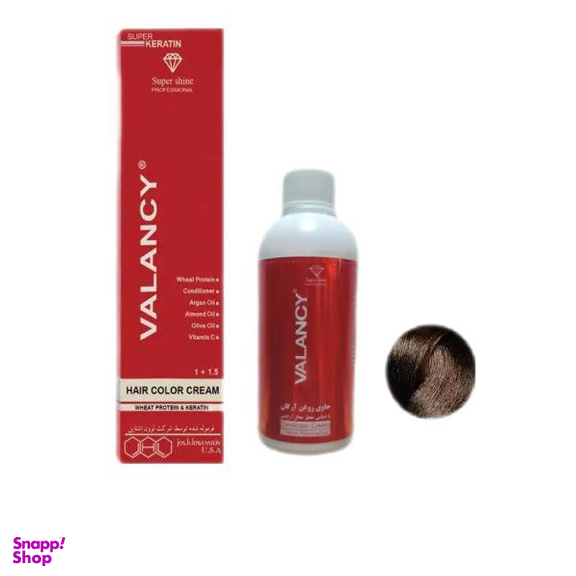 کیت رنگ مو والانسی شماره R4 رنگ قهوه ای کاکائویی متوسط حجم 100 میلی لیتر به همراه اکسیدان حجم 150 میلی لیتر