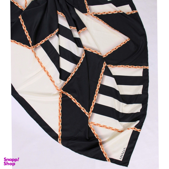 روسری زنانه آنالیا مدل ابریشم دست دوز طرح زنجیری کلاسیک کد ana-2821