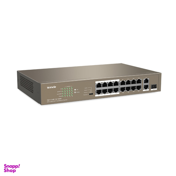 سوئییچ غیرمدیریتی 18 پورت PoE تندا مدل TEF1118P-16-150W V3.0