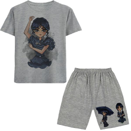 ست تیشرت آستین کوتاه و شلوارک دخترانه طرح ونزدی مدل N03