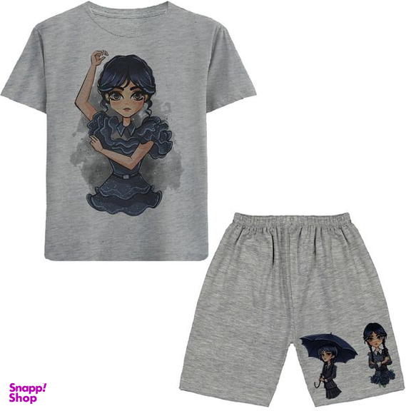 ست تیشرت آستین کوتاه و شلوارک دخترانه طرح ونزدی مدل N03