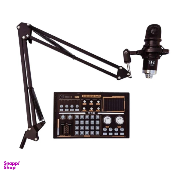 میکروفون کاندنسر مدل WH1000 به همراه کارت صدا اکسترنال مدل DJ18 مجموعه 12 عددی