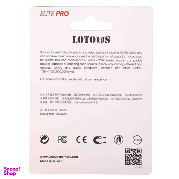 کارت حافظه SDXC لوتوس مدل Elite Pro کلاس 10 استاندارد UHS-I U3 سرعت 200mbps ظرفیت 128 گیگابایت