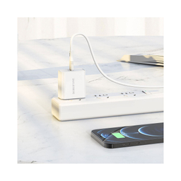 شارژر دیواری گوشی موبایل بروفون مدل BA57 به همراه کابل Type-C به Lightning