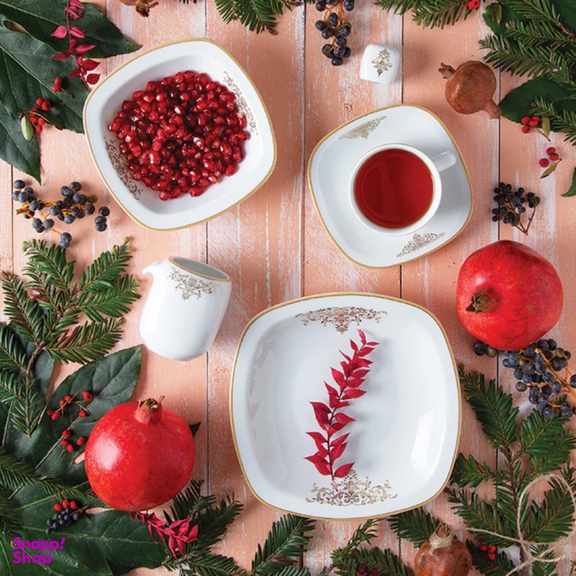 سرویس غذاخوری 98 پارچه چینی زرین ایران سری کواترو مدل مونت کارلو درجه یک