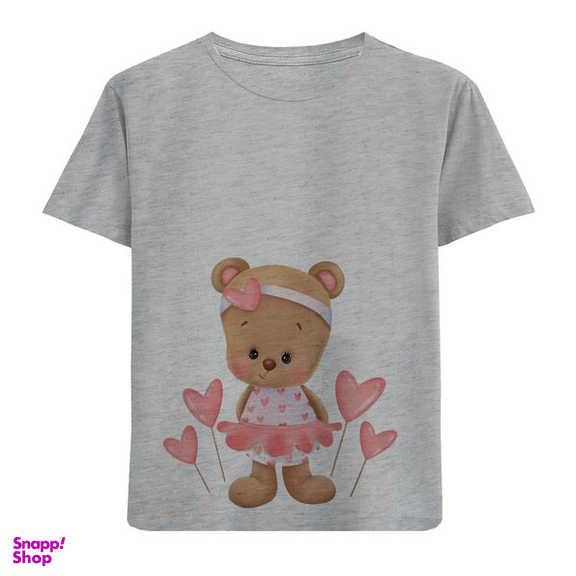 تیشرت آستین کوتاه بچگانه مدل بچه خرس D165 رنگ طوسی