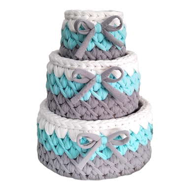 سبد قلاب بافی تریکو مدل BK02 مجموعه 3 عددی