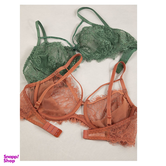 ست شورت و سوتین توری فنردار بارون کد 345 رنگ سبز یشمی