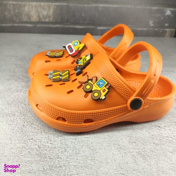 صندل بچگانه زیتون طرح کراکس مدل تراکتور رنگ نارنجی