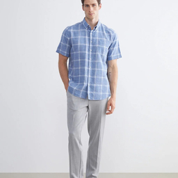 پیراهن آستین کوتاه مردانه ال سی وایکیکی مدل charder رنگ آبی