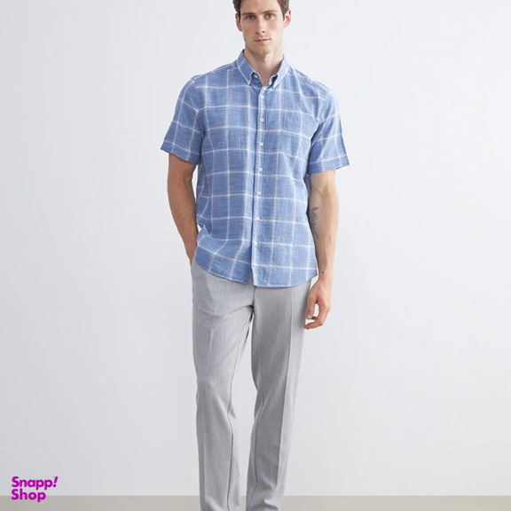 پیراهن آستین کوتاه مردانه ال سی وایکیکی مدل charder رنگ آبی