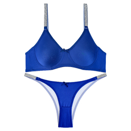 ست شورت و سوتین زنانه نوشه پوش مدل فنردار توری کد 90105 رنگ آبی تیره