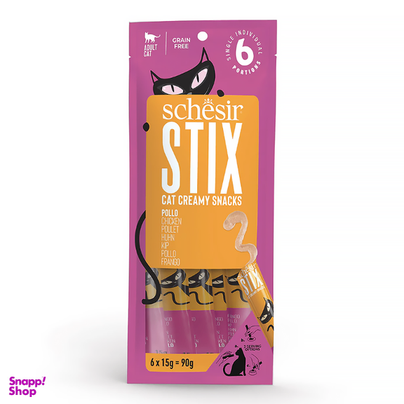 بستنی گربه شسیر مدل stix طعم مرغ در خامه وزن 90 گرم