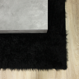 فرش ماشینی شاران هوم طرح خز پرز بلند مدل اسفنج دار زمینه مشکی