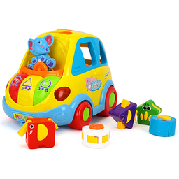 ماشین موزیکال فیلی هولی تویز مدل 896 Learning Educational Toys Cartoon Car Funny Kid Bus Game Matching Game