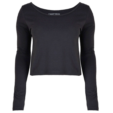 کراپ تیشرت آستین بلند زنانه کانتکس مدل 249014556 رنگ نوک مدادی