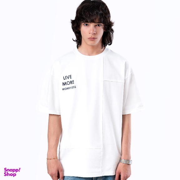 تیشرت زیگ مدل Live more رنگ سفید