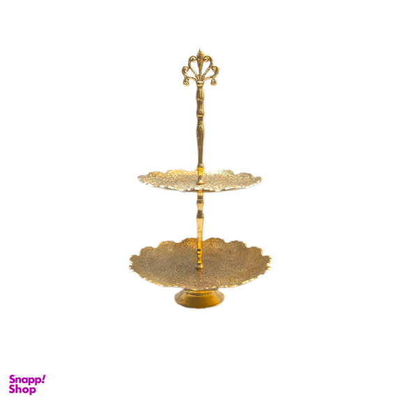 شیرینی خوری دو طبقه برنجی طرح طاووس