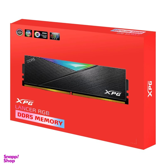 رم کامپیوتر DDR5 دو کاناله 5200 مگاهرتز CL38 ای دیتا ایکس پی جی مدل LANCER RGB BLACK DRAM MODULE ظرفیت 32 گیگابایت