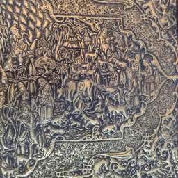 سینی قلمزنی برنجی طرح کاروان پادشاه کد T-1002