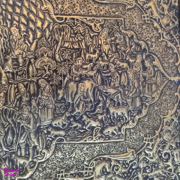 سینی قلمزنی برنجی طرح کاروان پادشاه کد T-1002