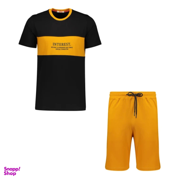 ست تیشرت و شلوارک مردانه مادر مدل هری کد AM-MA-Harry-P رنگ خردلی